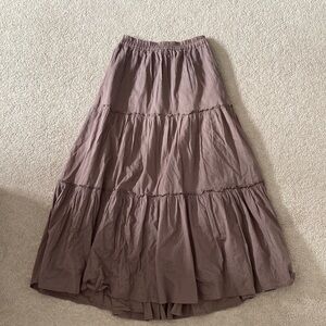 Brown tiered maxi skirt